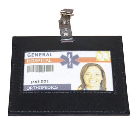 Dacasso Black Leather ID Badge Holder AG-1039